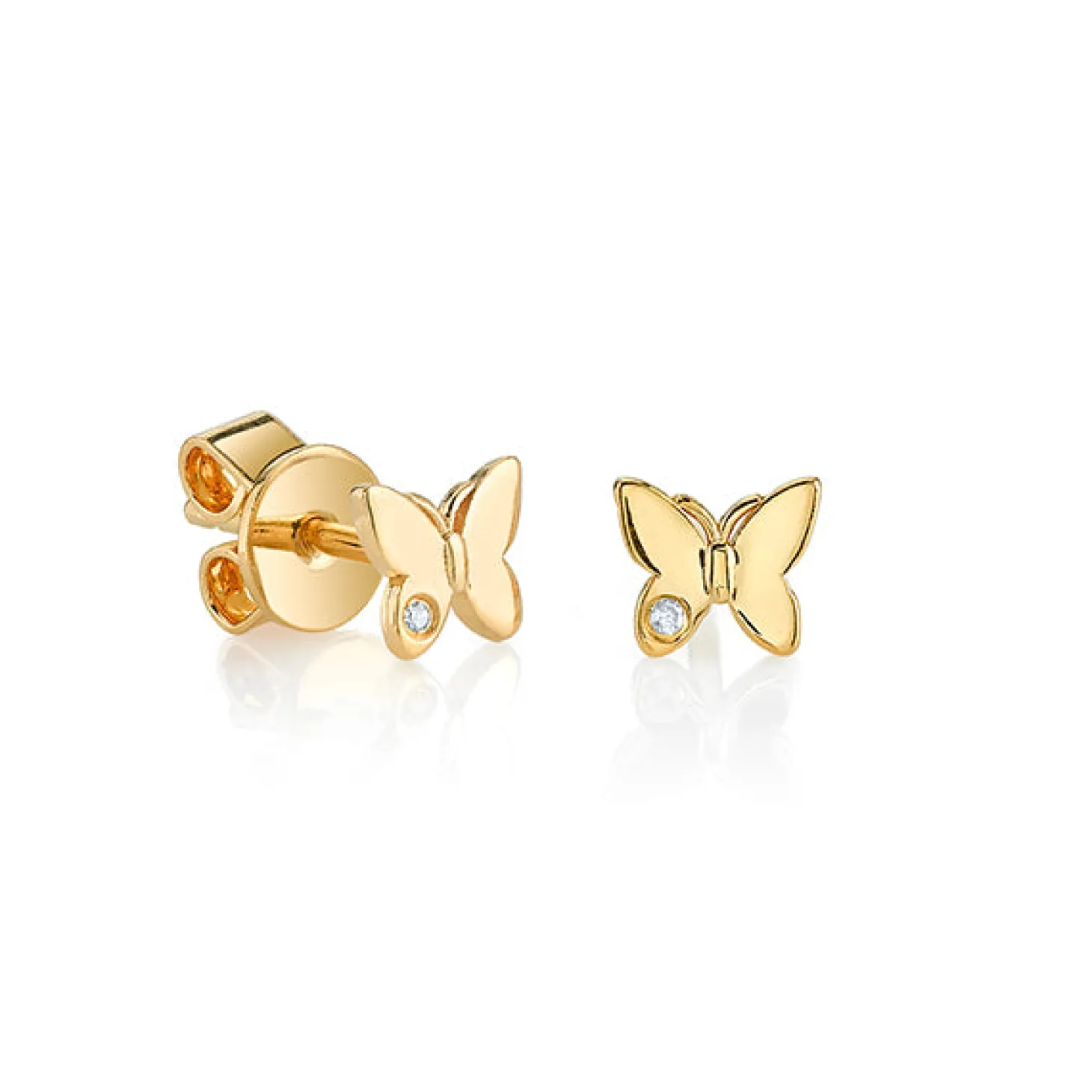Gold Plated Sterling Silver Butterfly Stud Earrings