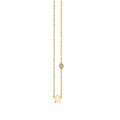 Gold Plated Sterling Silver Star Necklace with Bezel Set Diamond