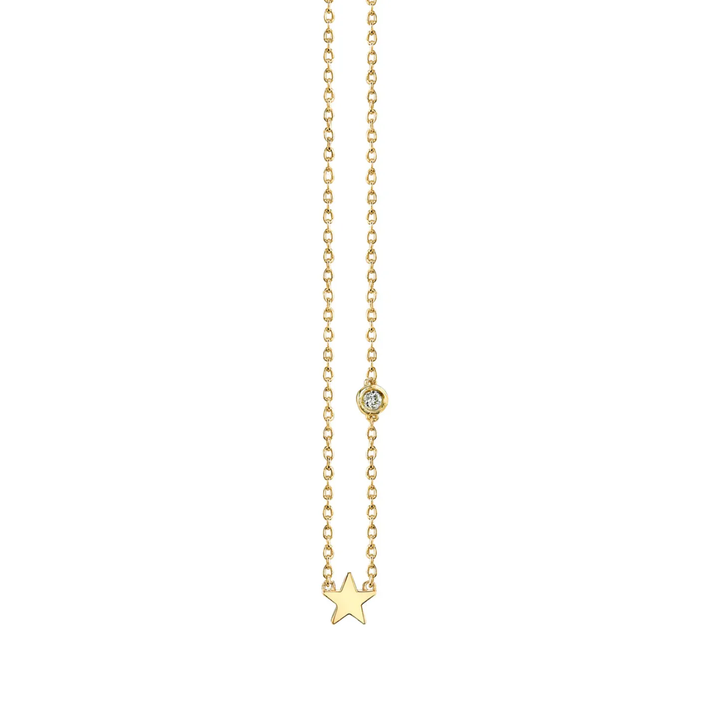 Gold Plated Sterling Silver Star Necklace with Bezel Set Diamond