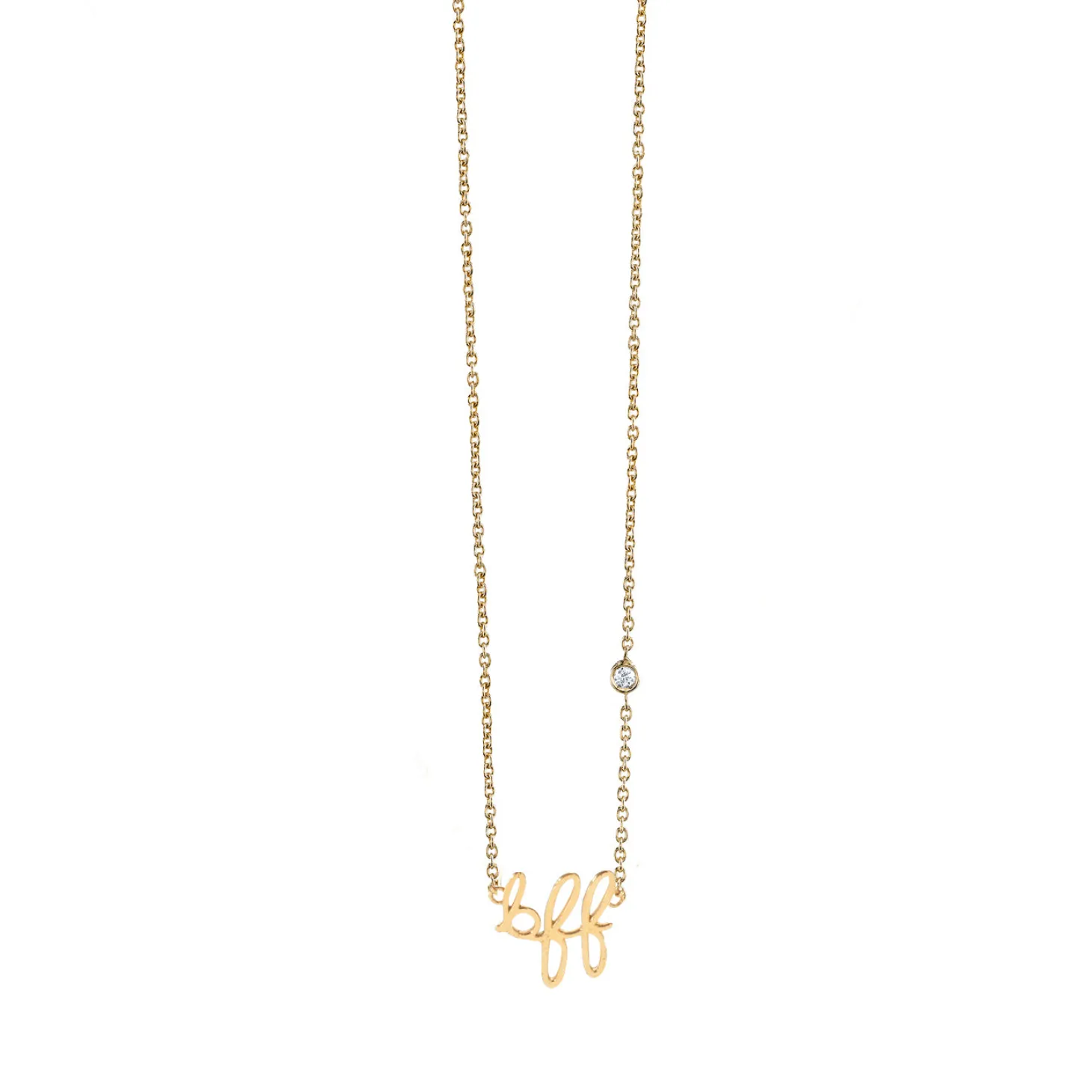 Gold Plated Sterling Silver BFF Necklace with Bezel-Set Diamond