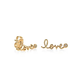 Gold Plated Sterling Silver Love Stud Earrings