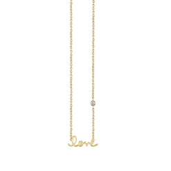 Gold Plated Sterling Silver Love Necklace with Bezel Set Diamond
