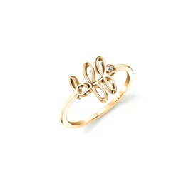 Gold Plated Sterling Silver BFF Ring With Bezel Set Diamond