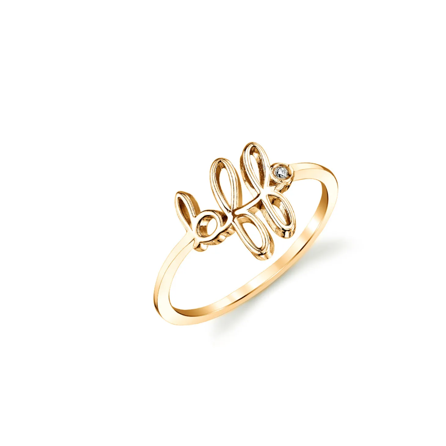 Gold Plated Sterling Silver BFF Ring With Bezel Set Diamond