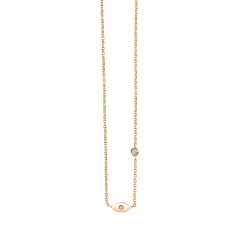 Gold Plated Sterling Silver Eye Necklace with Bezel Set Diamond