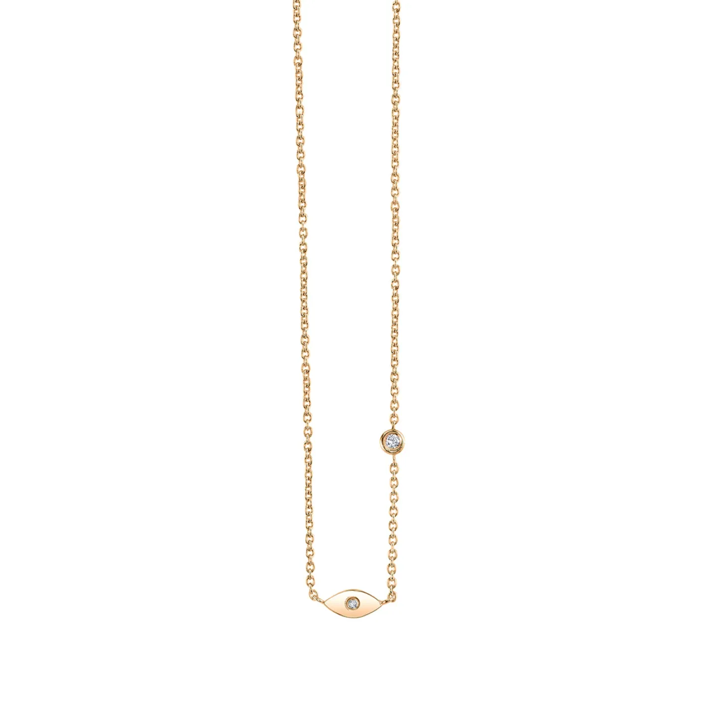 Gold Plated Sterling Silver Eye Necklace with Bezel Set Diamond
