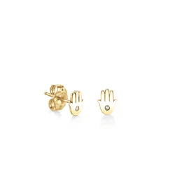 Gold Plated Sterling Silver Hamsa Stud Earrings