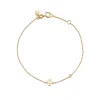 Gold Plated Sterling Silver Hamsa Bracelet with Bezel Set Diamond
