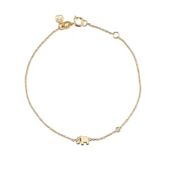 Gold Plated Sterling Silver Elephant Bracelet with Bezel Set Diamond