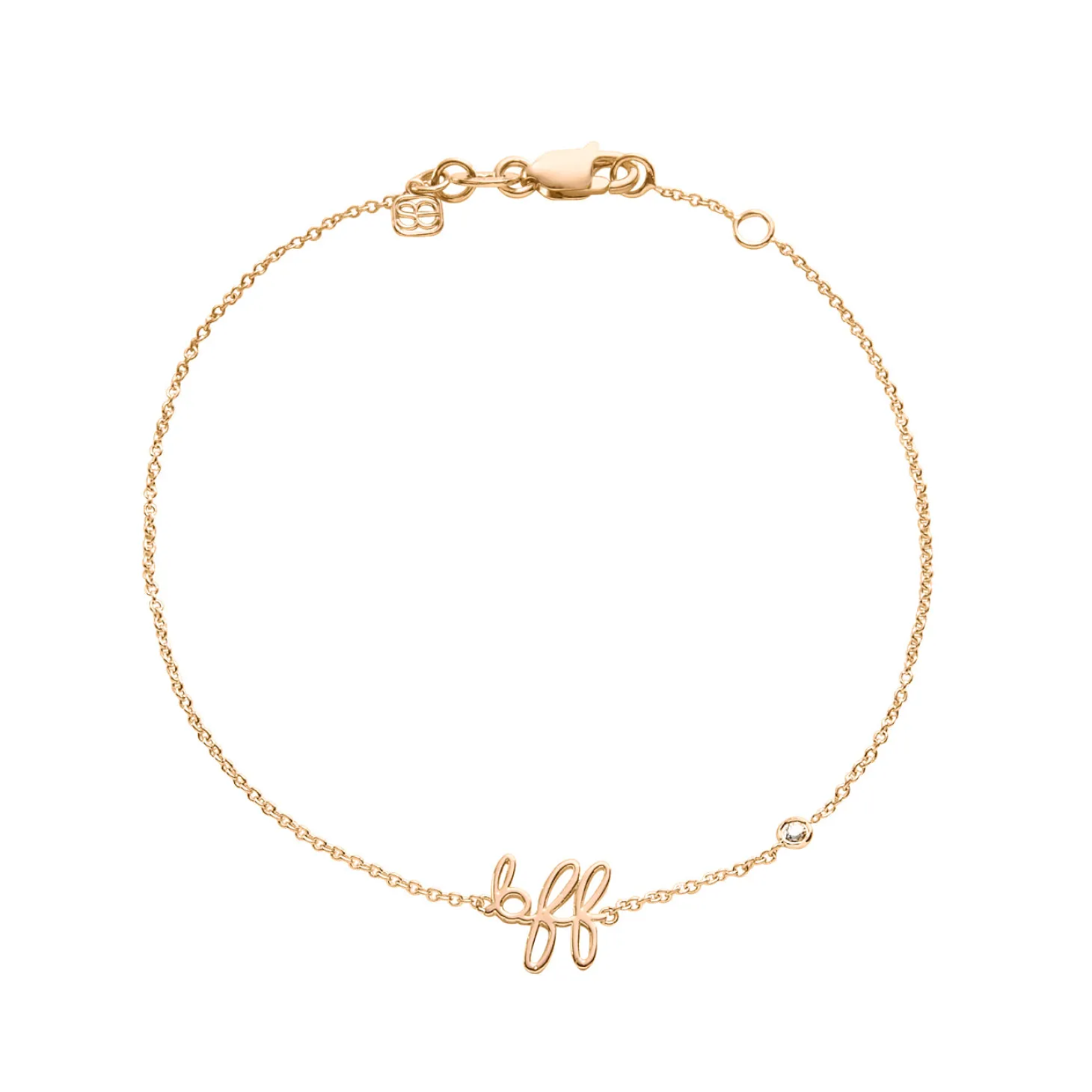 Gold Plated Sterling Silver BFF Bracelet with Bezel Set Diamond
