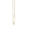 Gold Plated Sterling Silver Pot Leaf Necklace with Bezel Set Diamond