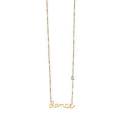 Gold Plated Sterling Silver Dance Necklace with Bezel Set Diamond