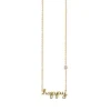 Gold Plated Sterling Silver Happy Necklace with Bezel-Set Diamond
