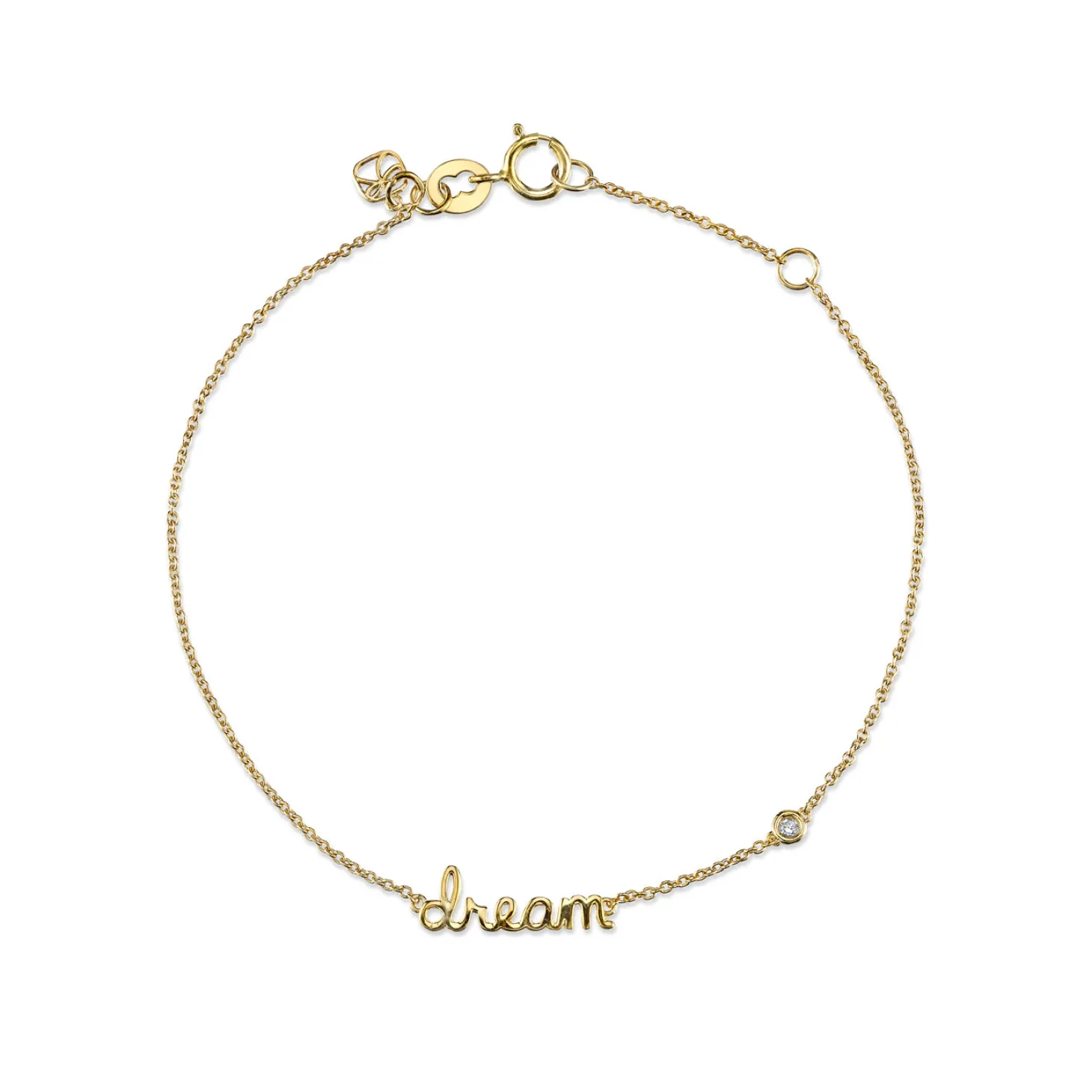 Gold Plated Sterling Silver Dream Bracelet with Bezel Set Diamond