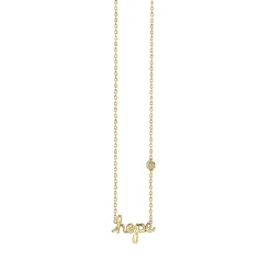 Gold Plated Sterling Silver Hope Necklace with Bezel Set Diamond