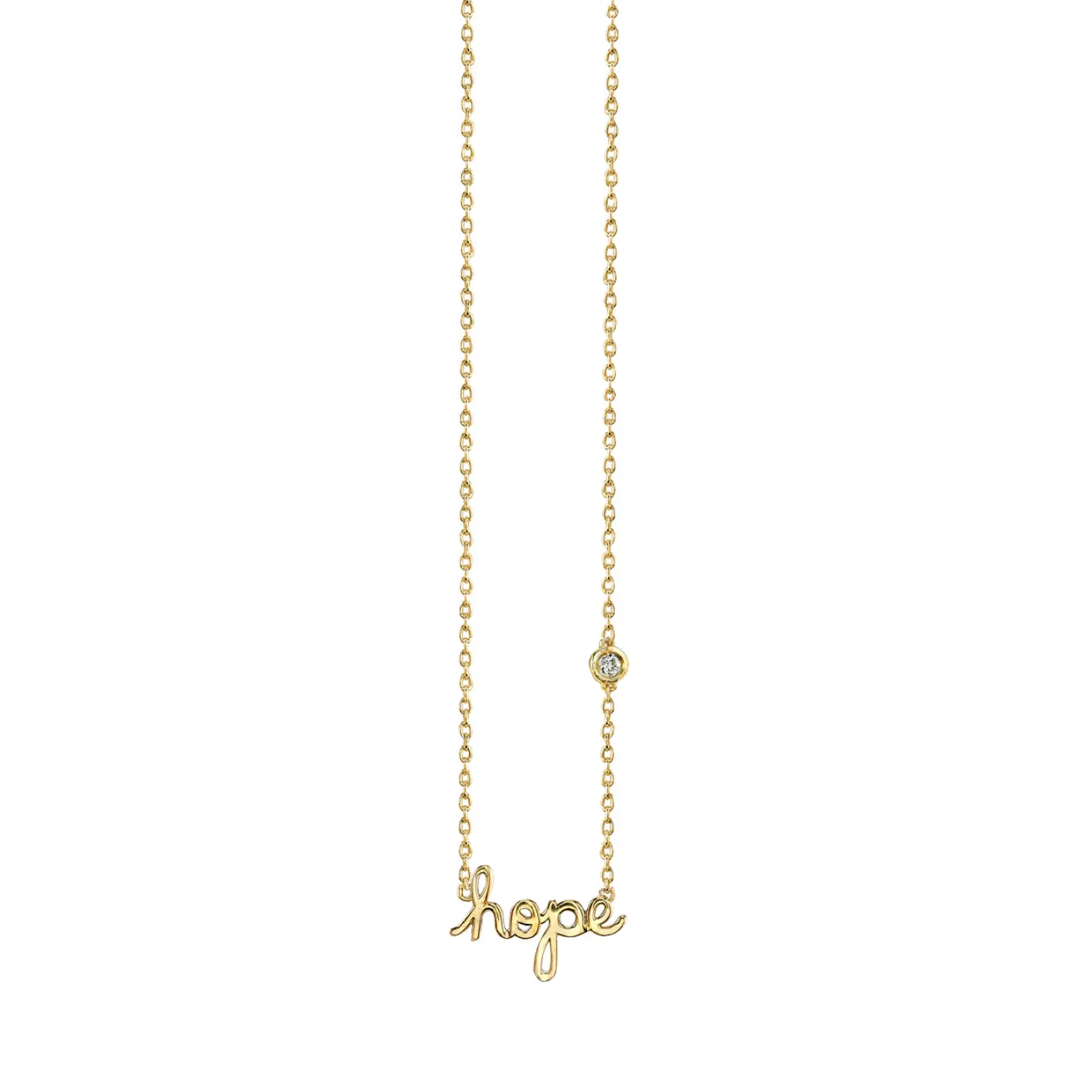 Gold Plated Sterling Silver Hope Necklace with Bezel Set Diamond