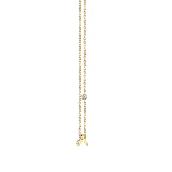 Gold Plated Sterling Silver Initial Necklace with Bezel Set Diamond