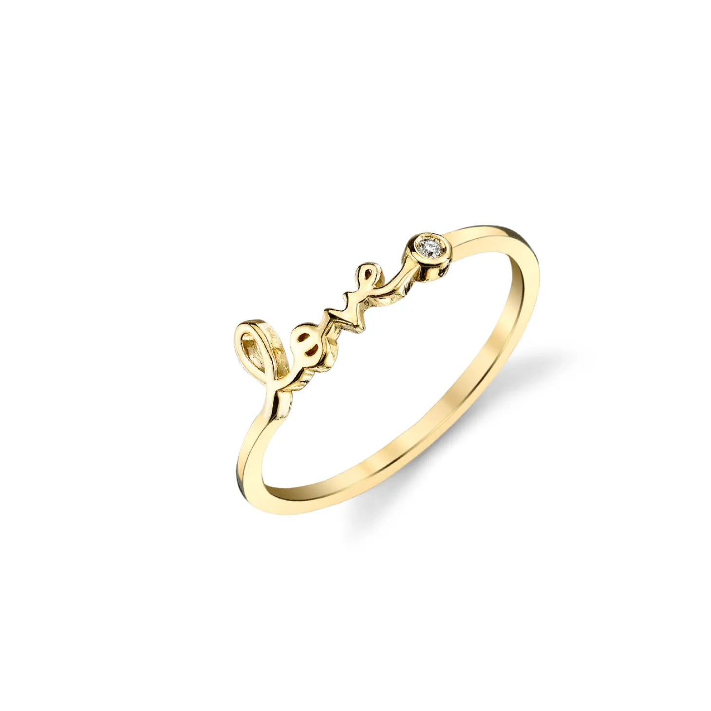 Gold Plated Sterling Silver Love Ring With Bezel Set Diamond