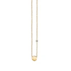 Gold Plated Sterling Silver Happy Face Necklace with Bezel Set Diamond