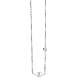 Gold Plated Sterling Silver Eye Necklace with Bezel Set Diamond