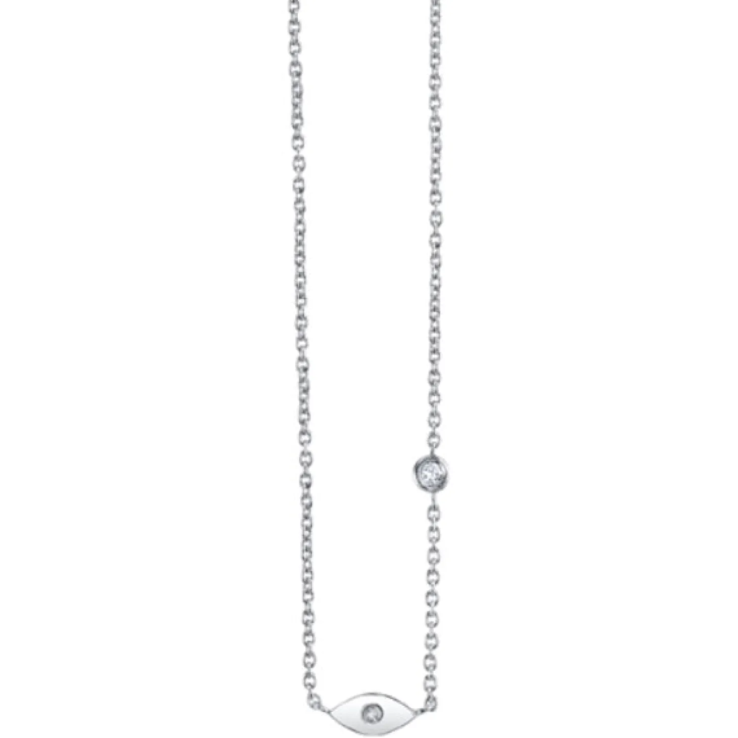 Gold Plated Sterling Silver Eye Necklace with Bezel Set Diamond