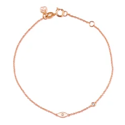 Gold Plated Sterling Silver Eye Bracelet with Bezel Set Diamond