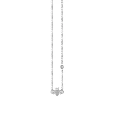 Gold Plated Sterling Silver Bee Necklace with Bezel Set Diamond