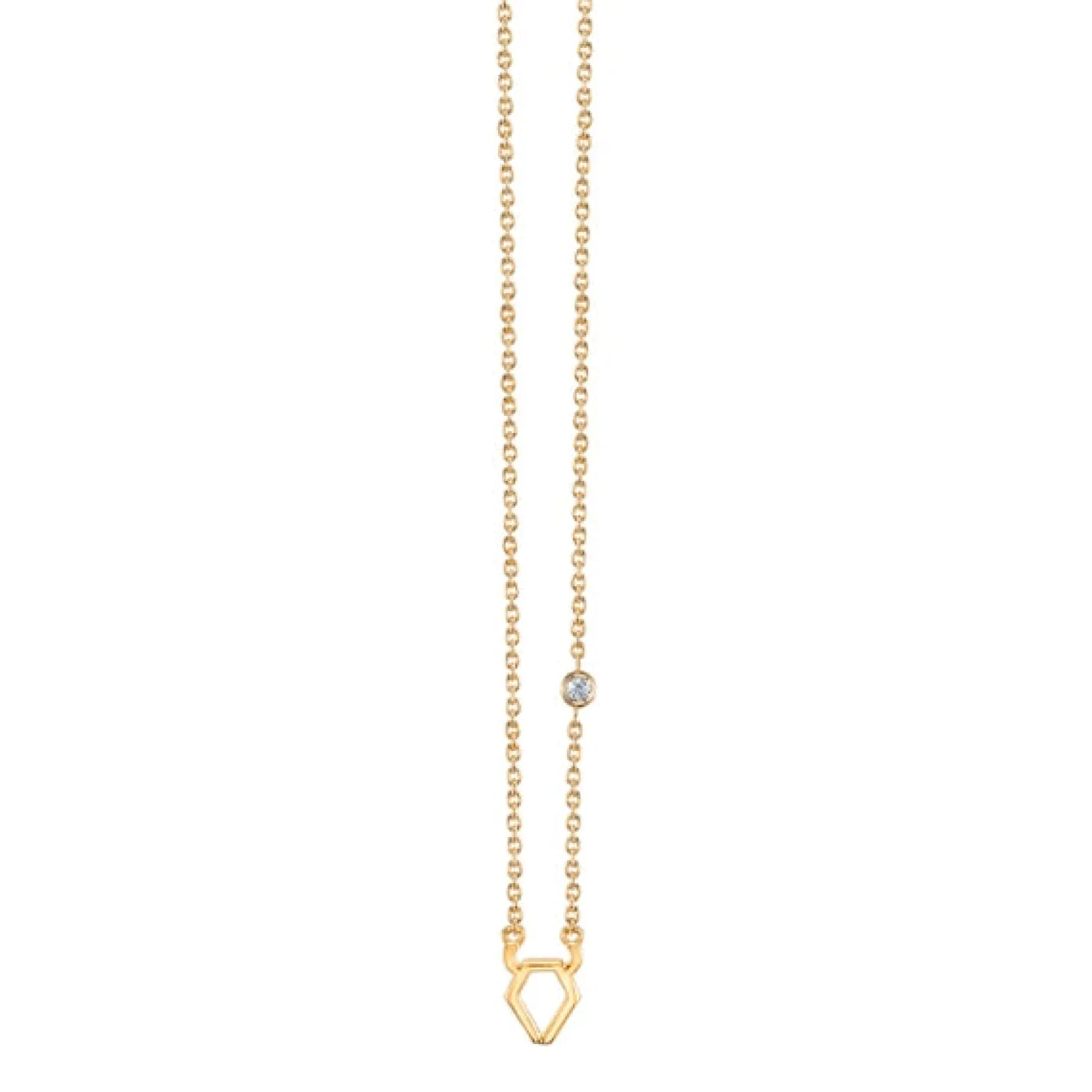 Gold Plated Sterling Silver Zodiac Necklace with Bezel Set Diamond