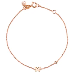 Gold Plated Sterling Silver Butterfly Bracelet with Bezel Set Diamond