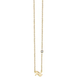Gold Plated Sterling Silver Zodiac Necklace with Bezel Set Diamond