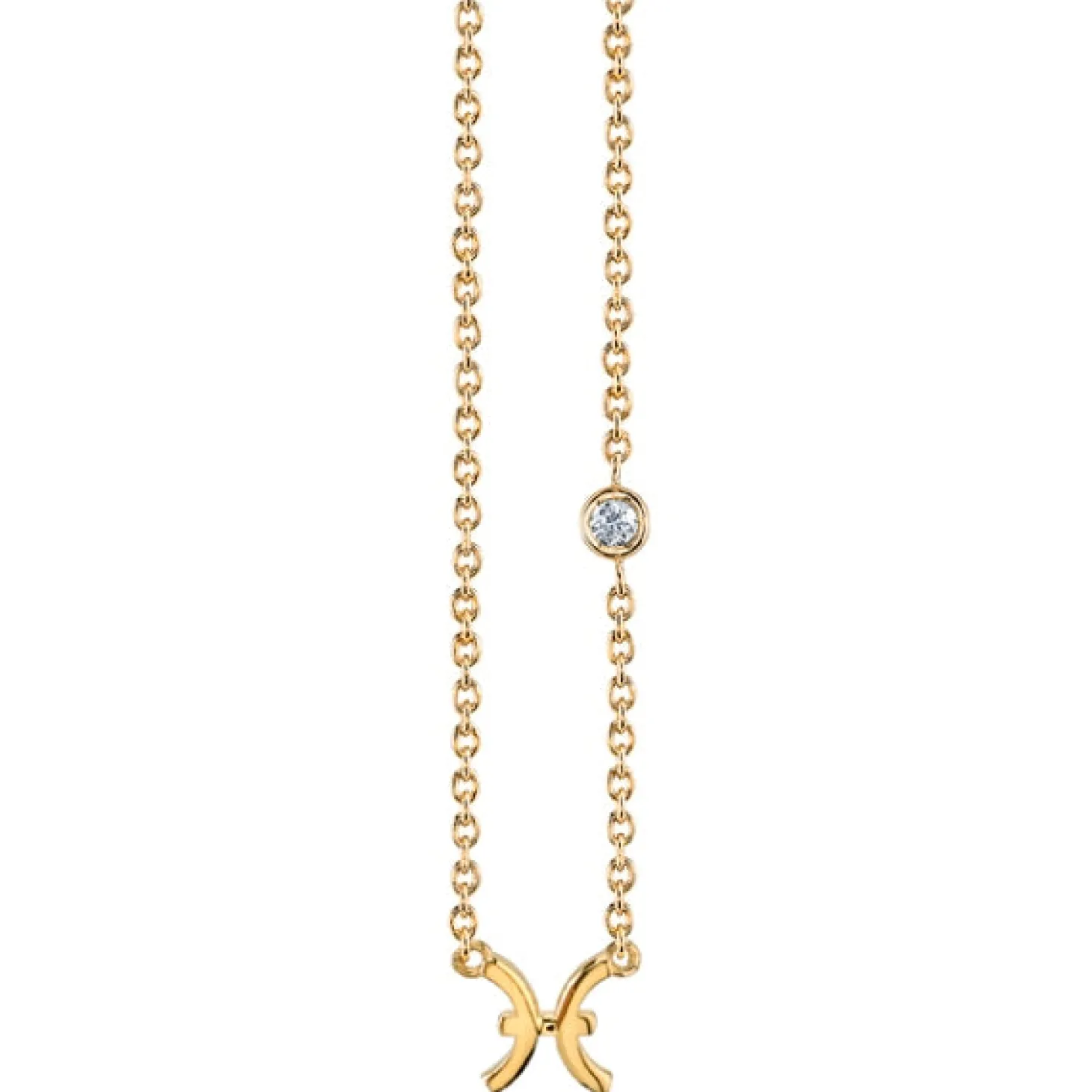 Gold Plated Sterling Silver Zodiac Necklace with Bezel Set Diamond