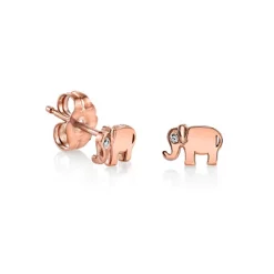 Gold Plated Sterling Silver Elephant Stud Earrings