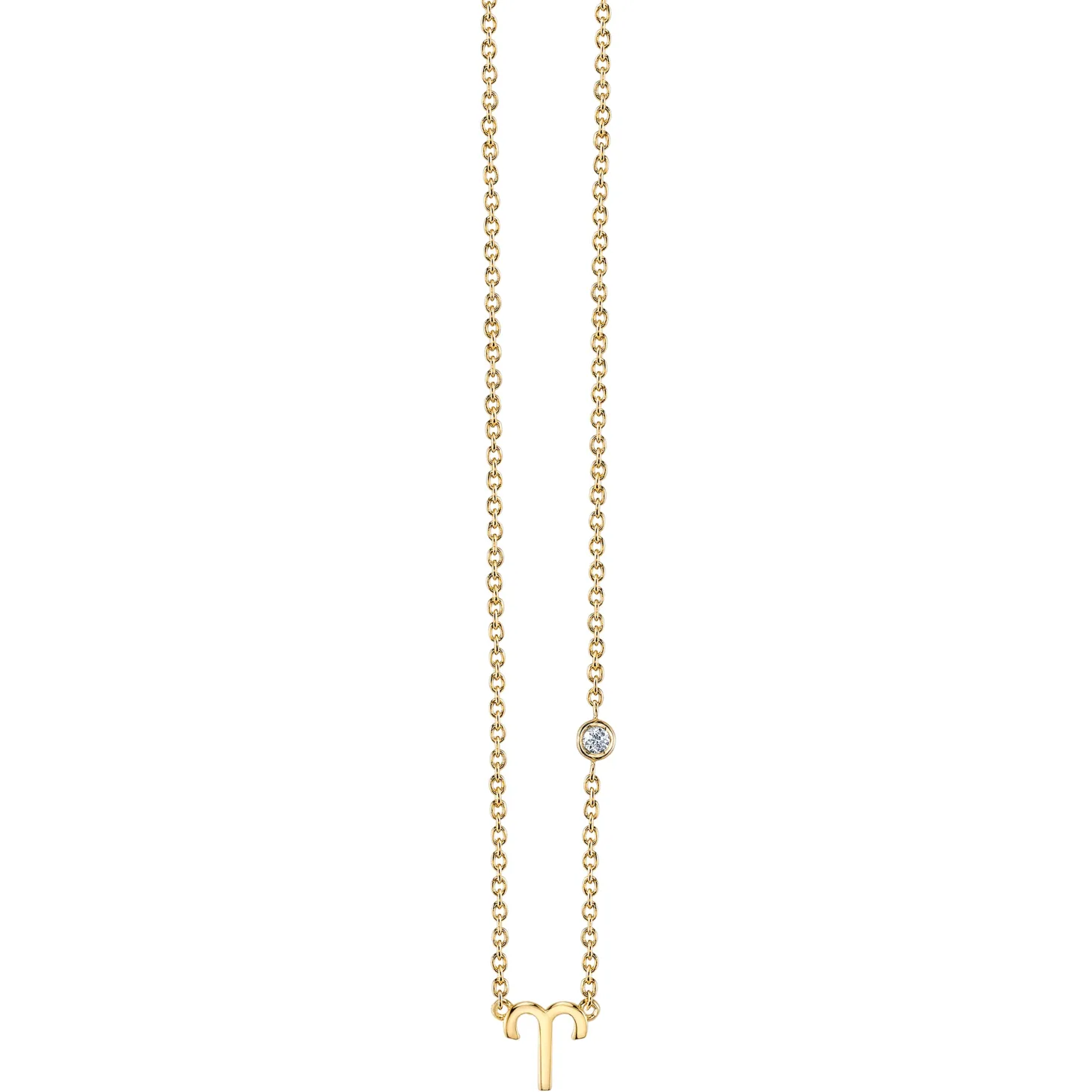 Gold Plated Sterling Silver Zodiac Necklace with Bezel Set Diamond