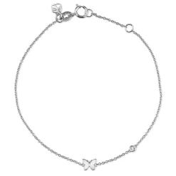 Gold Plated Sterling Silver Butterfly Bracelet with Bezel Set Diamond