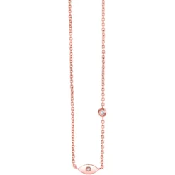 Gold Plated Sterling Silver Eye Necklace with Bezel Set Diamond