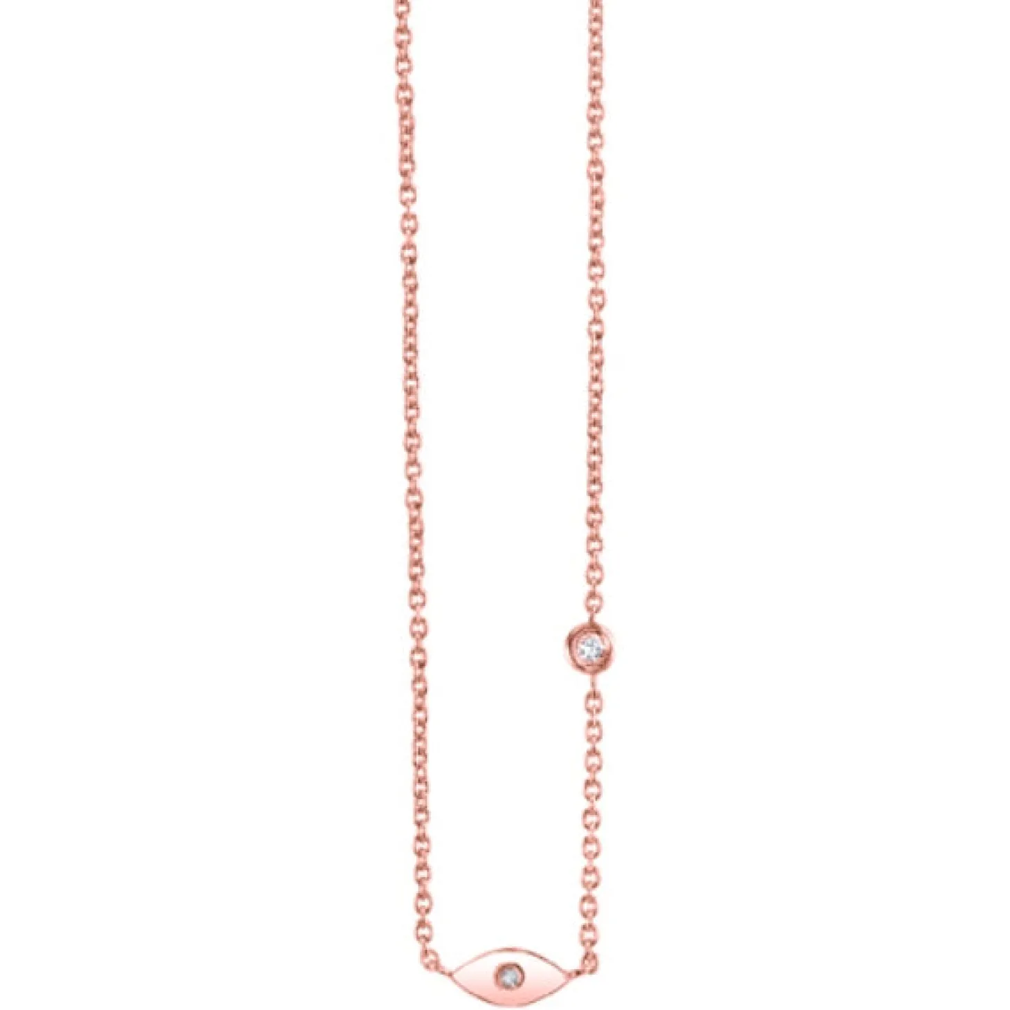Gold Plated Sterling Silver Eye Necklace with Bezel Set Diamond