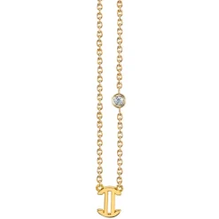 Gold Plated Sterling Silver Zodiac Necklace with Bezel Set Diamond