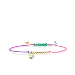 Kids Collection Gold & Diamond Tiny Happy Face Cord Bracelet