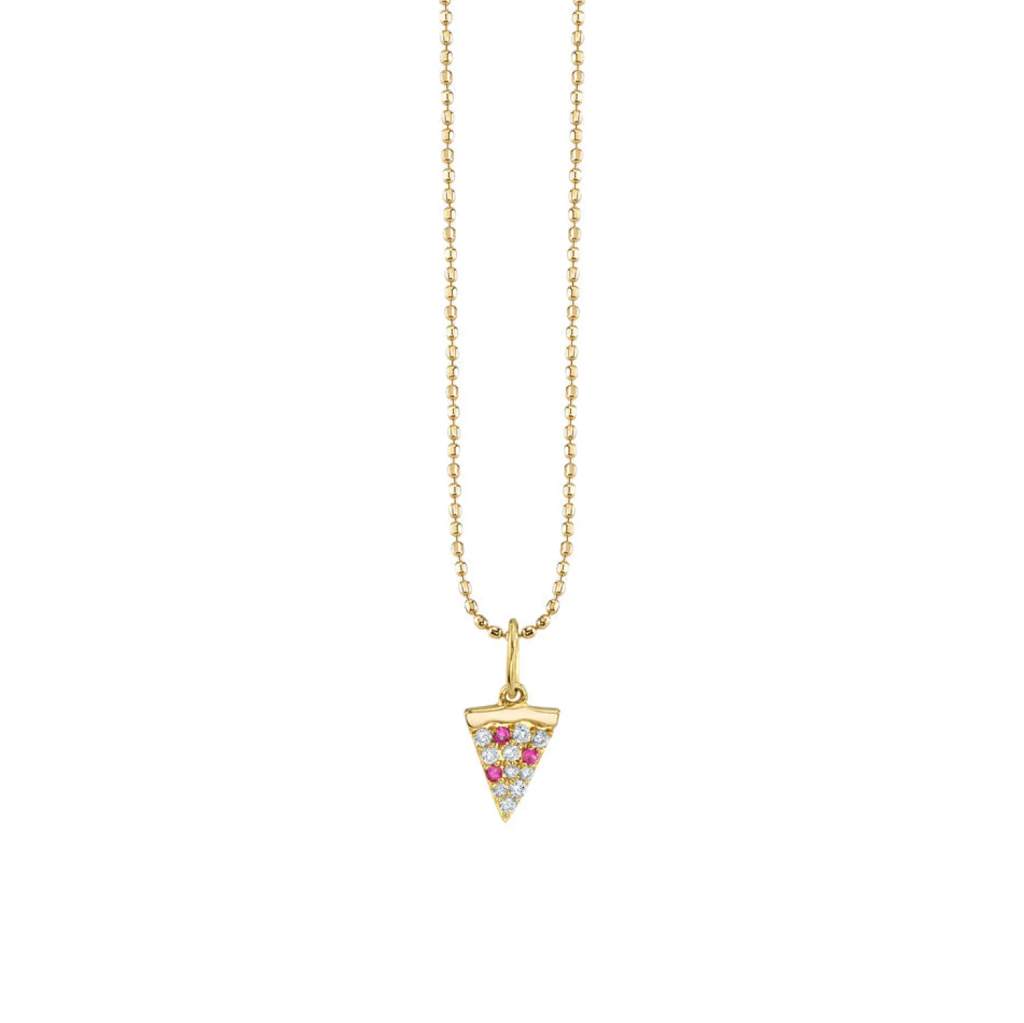 Kids Collection Gold & Diamond Pizza Slice Necklace