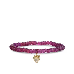Kids Collection Gold & Diamond Strawberry on Rhodolite