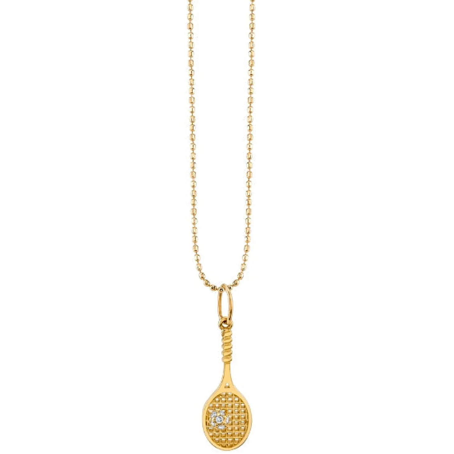Kids Collection Gold & Diamond Tennis Racquet Necklace