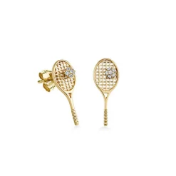 Kids Collection Gold & Diamond Tennis Racquet Stud