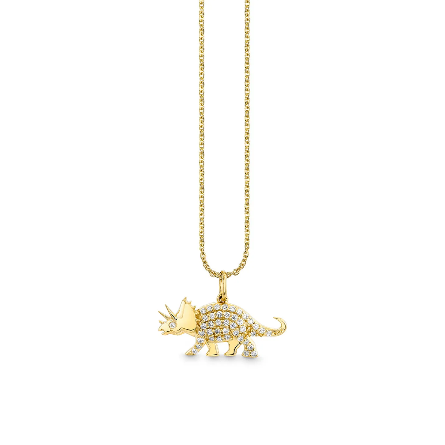 Kids Collection Gold & Diamond Triceratops Necklace