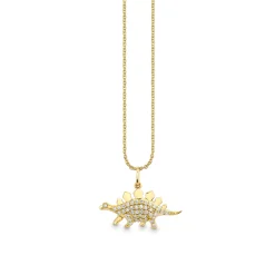 Kids Collection Gold & Diamond Stegosaurus Necklace