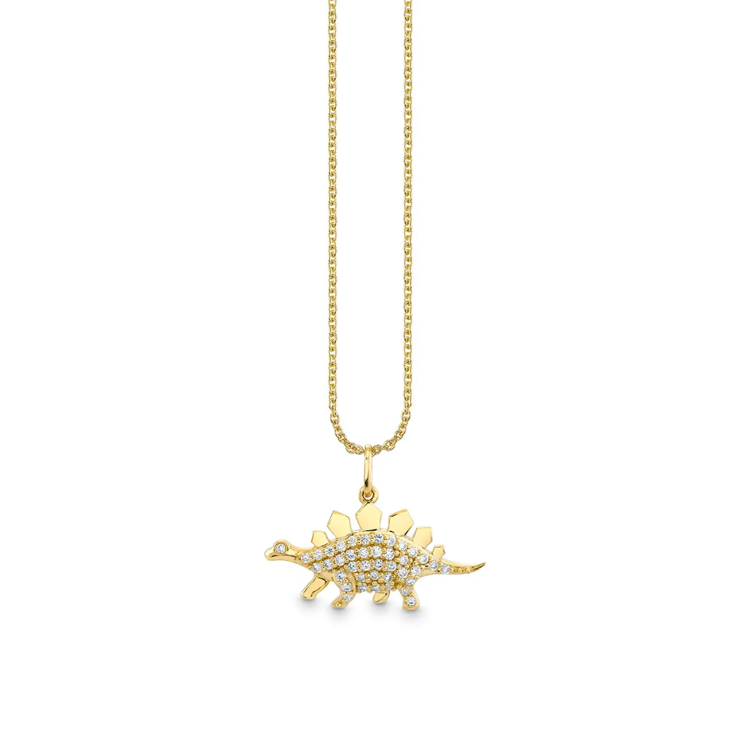 Kids Collection Gold & Diamond Stegosaurus Necklace