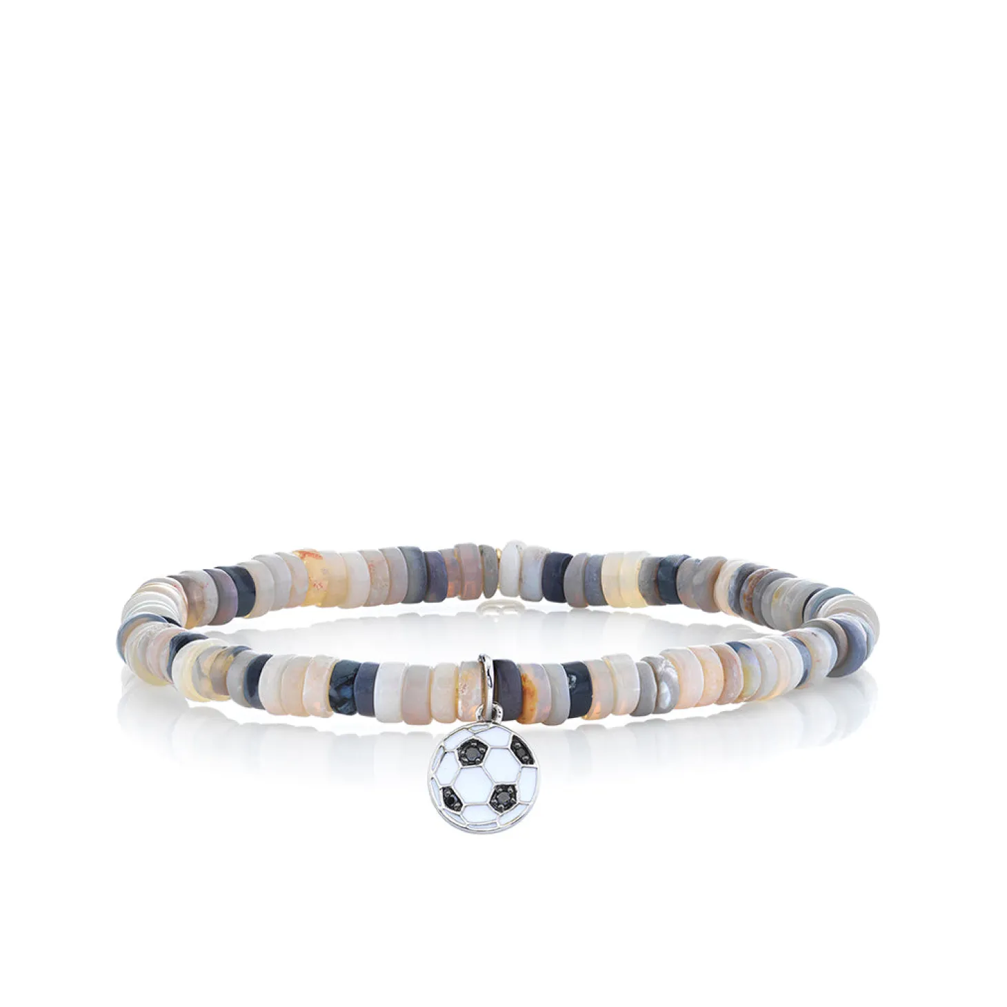Kids Collection Gold & Diamond Soccer Ball on Australian Opal Heishi