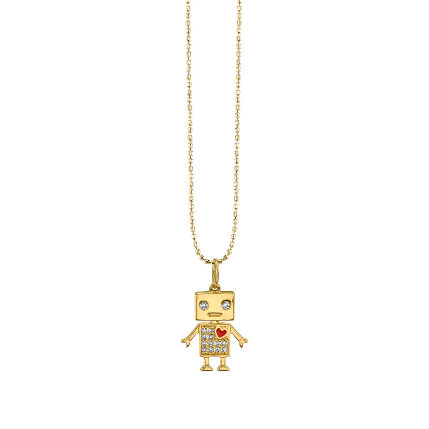 Kids Collection Gold & Diamond Robot Necklace
