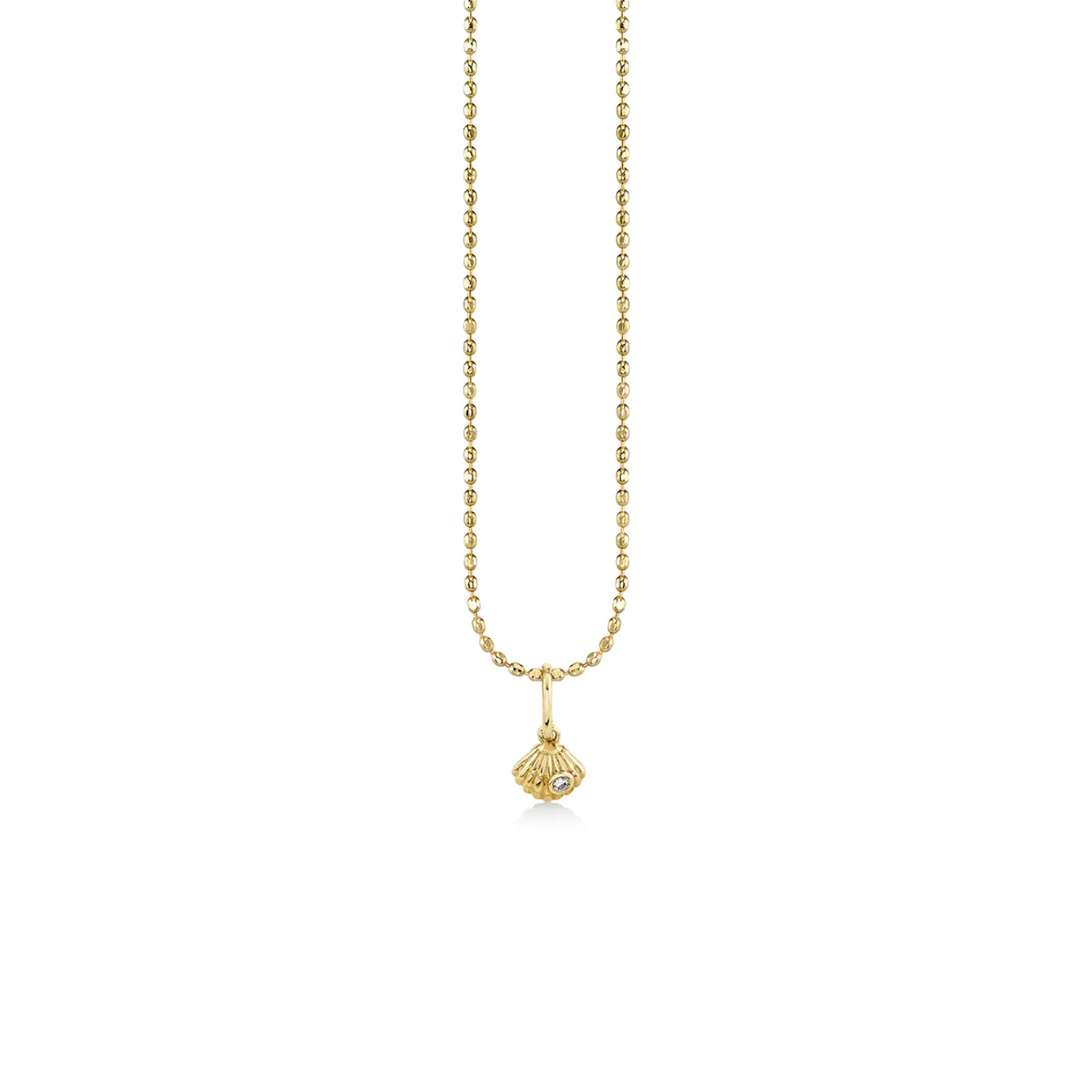 Kids Collection Gold & Diamond Tiny Clam Shell Charm