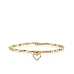 Kids Collection Gold & Diamond Heart on Gold Beads