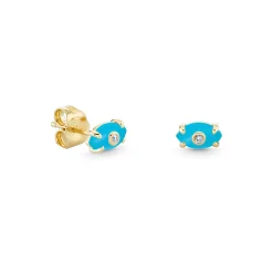 Kids Collection Gold & Diamond Tiny Carved Stone Eye Stud